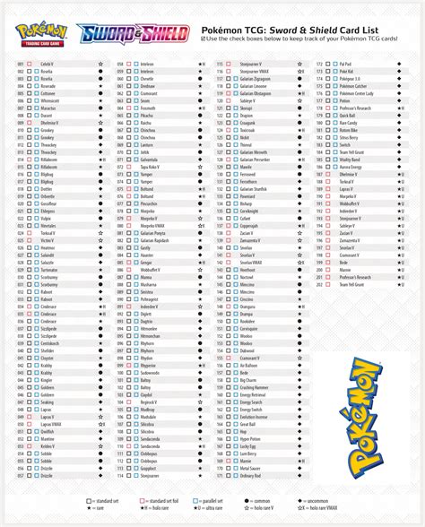 Printable Pokemon Checklist With Pictures